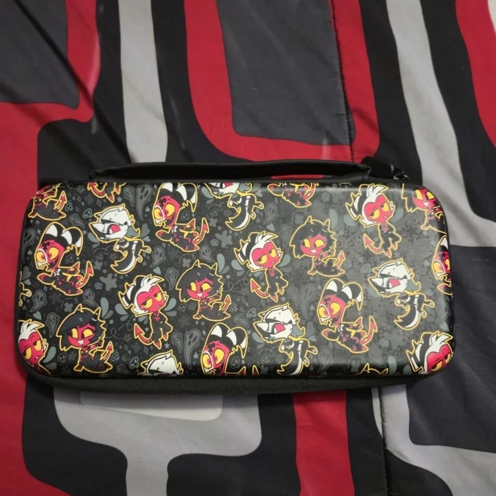 Cartoon Print Handheld Console Case - Black and Red